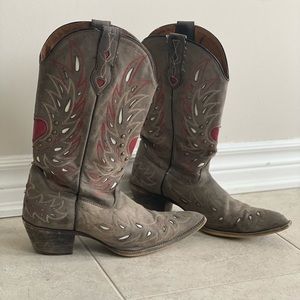 Laredo ladies grey and red cowboy boots